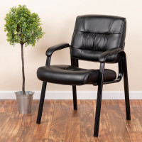 Flash Furniture BT-1404-GG Black Leather Guest / Reception Chair with Black Frame Finish Just like Lorell LLR60122